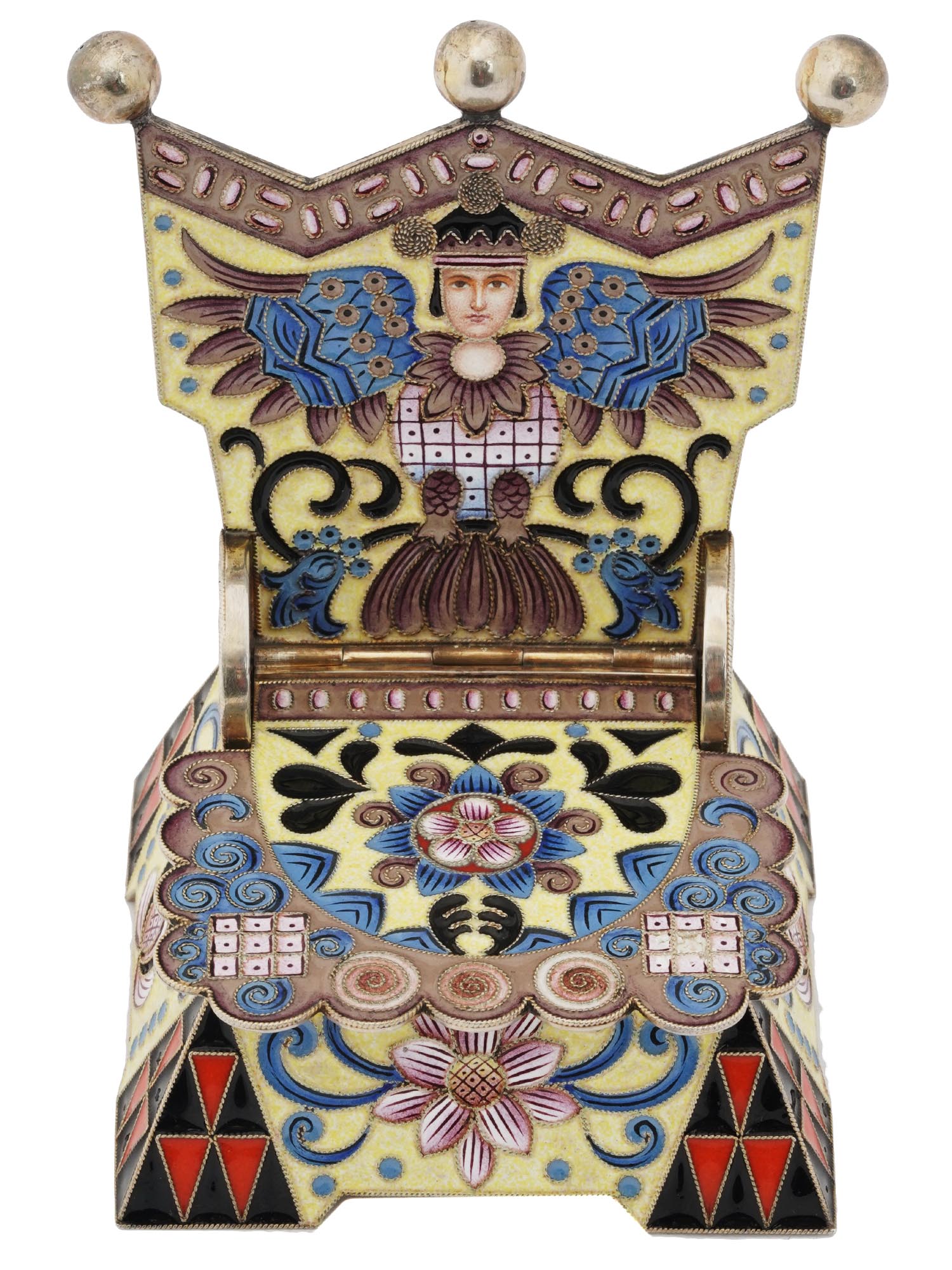 RUSSIAN GILT SILVER ENAMEL SALT THRONE CELLAR PIC-1